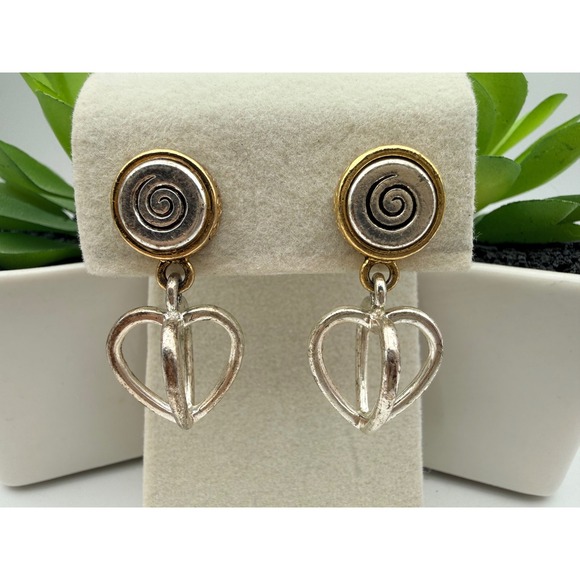 Liz Claiborne Jewelry - Liz Claiborne Dangle Earrings Womens Mixed Metal Vintage Spiral Heart LCI